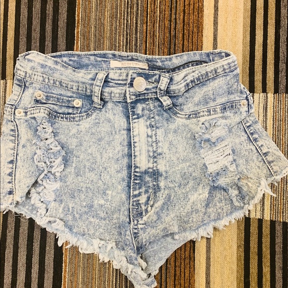 Super Short High Waist Denim Jean Shorts - Picture 2 of 3